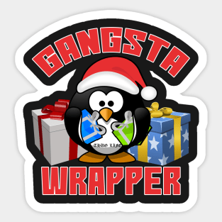 Gangsta Wrapper Funny Christmas T-Shirt Sticker